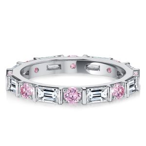 eternity band - Italo Baguette Cut Pink Stone Ring Eternity Band For Women, Italo jewelry - Online Catalog