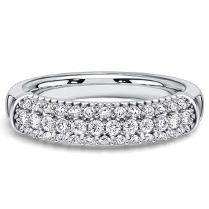 multi row band - Italo Triple Row Micro Pave Round Cut Half Eternity Band For Women, Italo jewelry - Online Catalog