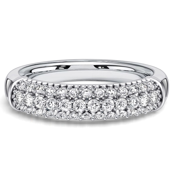 multi row band - Italo Triple Row Micro Pave Round Cut Half Eternity Band For Women, Italo jewelry - Online Catalog