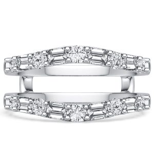 anniversary band - Italo Curved Emerald & Round Cut Enhancer Wedding Band For Women, Italo jewelry - Online Catalog