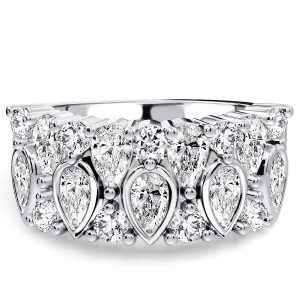 anniversary band - Italo Bezel Set White Sapphire Round & Pear Cut Anniversary Band Ring, Italo jewelry - Online Catalog