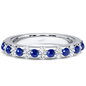 eternity band - Italo Round Cut White & Blue Sapphire Cabochon Eternity Band For Women, Italo jewelry - Online Catalog
