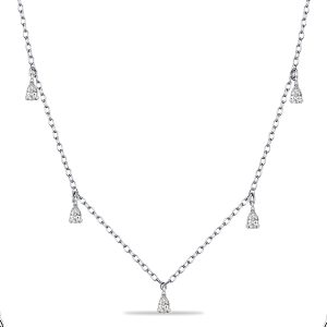 necklaces - Italo Pear Cut White Sapphire Station Necklace Chain Necklace For Women, Italo jewelry - Online Catalog
