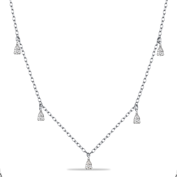 necklaces - Italo Pear Cut White Sapphire Station Necklace Chain Necklace For Women, Italo jewelry - Online Catalog