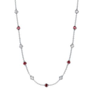 necklaces - Italo Bezel Setting White & Ruby Tennis Necklace For Women, Italo jewelry - Online Catalog