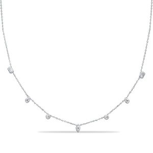 necklaces - Italo Bezel Set Multi Cut Station Necklace Chain Necklace For Women, Italo jewelry - Online Catalog