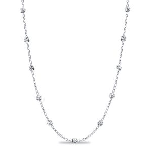 necklaces - Italo 3 MM Cushion Cut Bezel Set Tennis Necklace For Women, Italo jewelry - Online Catalog