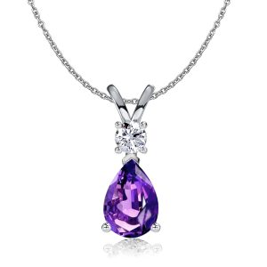 necklaces - Italo Teardrop Pear Cut Amethyst Pendant Necklace For Women, Italo jewelry - Online Catalog