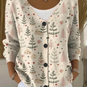 Women Christmas Long Sleeve Comfy Casual Cardigan, Cardigans, color:Apricot|size:5XL, catalog Noracora shop