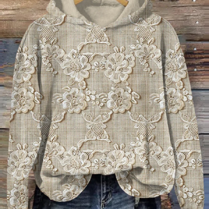Women Casual Hoodie 3D Floral Art Print Top, Hoodies & Sweatshirts, color:Khaki|size:5XL, catalog Noracora shop