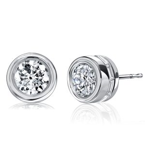 earrings - Italo Bezel Set Stud Earrings Baguette Hidden Halo Stud Earrings, Italo jewelry - Online Catalog