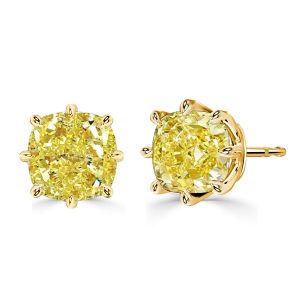 earrings - Italo 8 Prong Single Stone Cushion Cut Yellow Topaz Earrings, Italo jewelry - Online Catalog