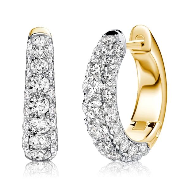 earrings - Italo Two Tone Micro Pave Silver Hoop Earrings For Women, Italo jewelry - Online Catalog