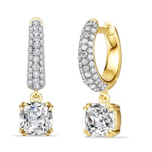 earrings - Italo Two Tone Micro Pave Cushion Cut Silver Hoop Earrings For Women, Italo jewelry - Online Catalog