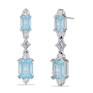 earrings - Italo Emerald Cut Aquamarine Earrings Drop Earrings For Women, Italo jewelry - Online Catalog