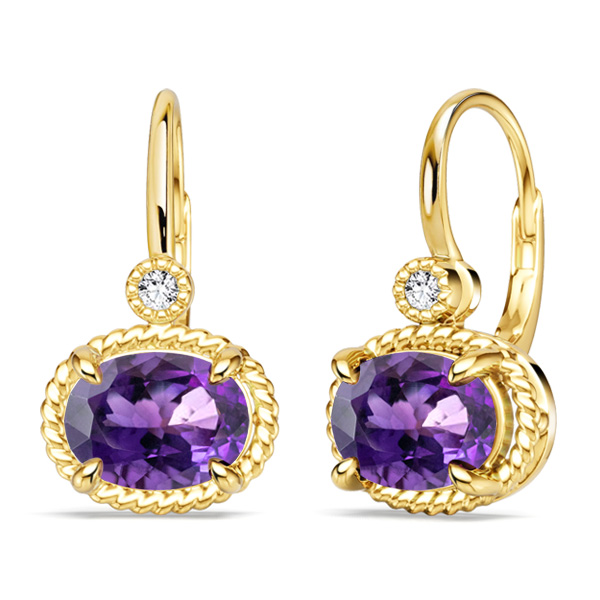 earrings - Italo Lever Back Oval Cut Amethyst Drop Earrings For Women, Italo jewelry - Online Catalog