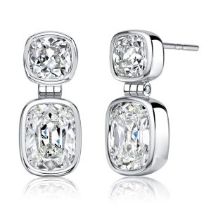 earrings - Italo Bezel Setting Cushion Cut Drop Earrings For Women, Italo jewelry - Online Catalog