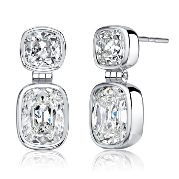 earrings - Italo Bezel Setting Cushion Cut Drop Earrings For Women, Italo jewelry - Online Catalog