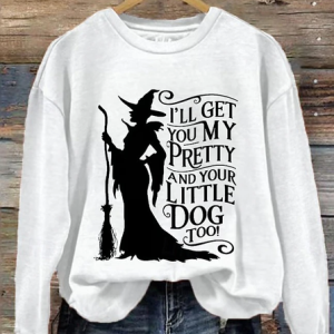 Halloween Witch Art Pattern Casual Crew Neck Sweatshirt, Hoodies & Sweatshirts, color:White|size:XXL, catalog Noracora shop