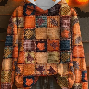 Women Casual Hoodie Maple Leaf Art Print Comfy Loose Top, Hoodies & Sweatshirts, color:Orange|size:5XL, catalog Noracora shop