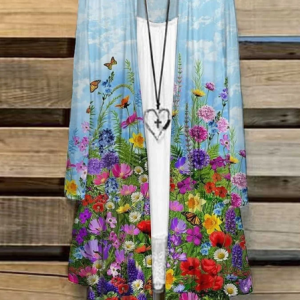 Women Floral Spring/Fall Cover-up Casual Lightweight Cardigan, JustFashionNow Cardigans, color:Blue|size:4XL,