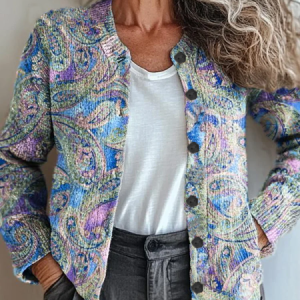 Women Floral Vintage Spring/Fall Printing Cardigan, JustFashionNow Cardigans, color:Blue|size:5XL,