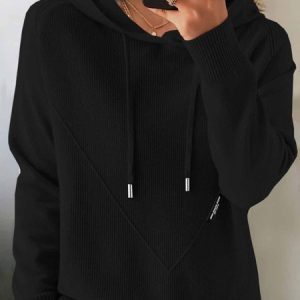 Women Plain Long Sleeve Comfy Vintage Sweater, Hoodies & Sweatshirts, color:Black|size:XXL, catalog Noracora shop