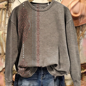 Casual Crew Neck Ethnic Sweatshirt Printing, Hoodies & Sweatshirts, color:Gray|size:XXL, catalog Noracora shop