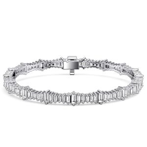 bracelets - Italo Baguette Cut White Sapphire Tennis Bracelet For Women, Italo jewelry - Online Catalog