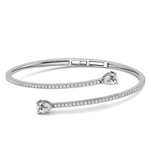 bracelets - Italo Bypass Pear Cut White Sapphire Bangle Bracelet For Women, Italo jewelry - Online Catalog