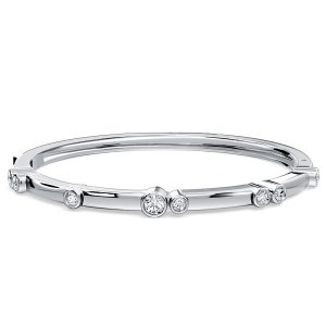 bracelets - Italo Bezel Setting Round Cut White Sapphire Bangle Bracelet For Women, Italo jewelry - Online Catalog