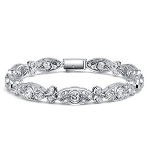 bracelets - Italo Antique Round Cut White Sapphire Tennis Bracelet For Women, Italo jewelry - Online Catalog