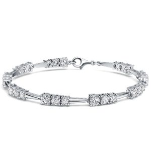 bracelets - Italo Three Stone Eternity Round Cut Tennis Bracelet For Women, Italo jewelry - Online Catalog