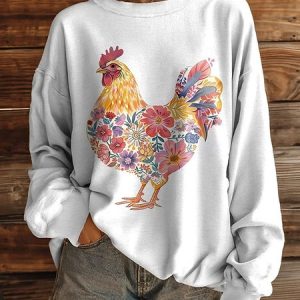 Vintage Crew Neck Floral Sweatshirt, Hoodies & Sweatshirts, color:Color2|size:XXL, catalog Noracora shop