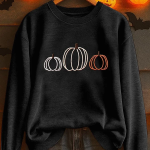 Casual Crew Neck Halloween Pumpkin Print Sweatshirt, Hoodies & Sweatshirts, color:Black|size:XXL, catalog Noracora shop