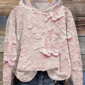 Casual Hoodie 3D Floral Art Print Loose Top, Hoodies & Sweatshirts, color:Pink|size:5XL, catalog Noracora shop