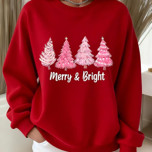Casual Crew Neck Christmas Sweatshirt Printing, Hoodies & Sweatshirts, color:Red|size:4XL, catalog Noracora shop