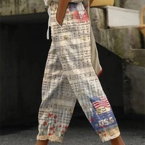 Women Geometric Long Pants Casual Spring/Fall Trousers, Pants, color:Apricot|size:4XL, catalog Noracora shop