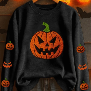 Casual Crew Neck Halloween (pumpkin) Sweatshirt Printing, Hoodies & Sweatshirts, color:Black|size:XXL, catalog Noracora shop