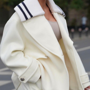 Casual Buttoned Color Block Coat, Coats, color:White|size:XXL, Stylewe