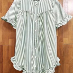 Crew Neck Short Sleeve Striped Regular Micro-Elasticity Regular Fit Shirt For Women, Shirts, color:Green|size:XXL, catalog Noracora shop