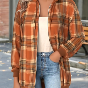 Vintage Hoodie Plaid Hoodie, Coats, color:Coffee|size:5XL, catalog Noracora shop