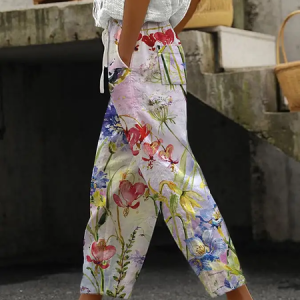 Women Floral Long Pants Casual Spring/Fall Trousers, Pants, color:As Picture|size:5XL, catalog Noracora shop