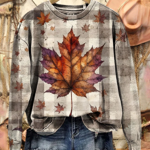 Women Plaid Crew Neck Printing Casual Spring/Fall Long Sleeve Sweatshirt, JustFashionNow Sweatshirts & Hoodies, color:Gray|size:XXL,