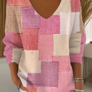 Women Cotton Painting Long Sleeve Comfy Casual Sweater, Sweaters, color:Pink|size:4XL, catalog Noracora shop