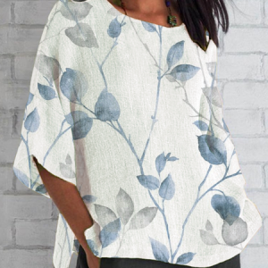 Women Floral Half Sleeve Tee T-shirt Crew Neck Casual Summer Top, JustFashionNow T-Shirts, color:White|size:5XL