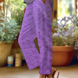 Women Abstract Long Pants Casual Spring/Fall Trousers, JustFashionNow Pants, color:Purple|size:4XL,