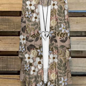 Women Floral Spring/Fall Cover-up Casual Lightweight Cardigan, JustFashionNow Cardigans, color:Brown|size:4XL,