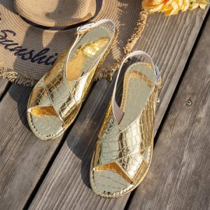 Casual Plain Slip On Flat Heel Slide Sandals, Sandals, color:Golden|size:43, catalog Noracora shop