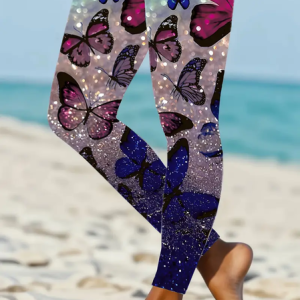 Women Butterfly Casual All Season Printing Long Leggings, JustFashionNow Leggings, color:As Picture|size:XXL,